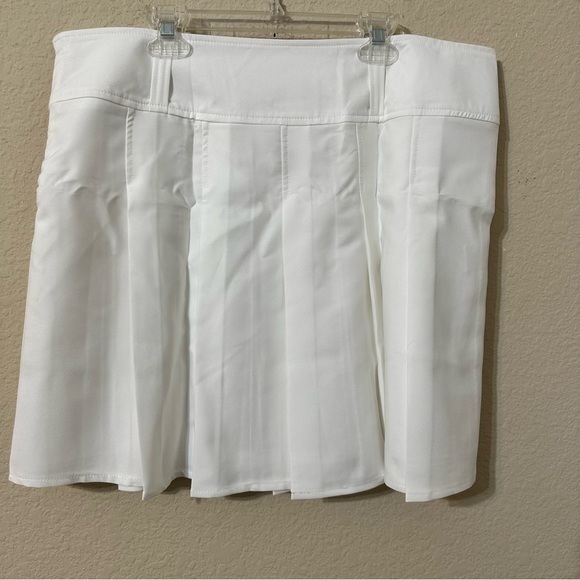 Shein Curve White Skirt Pleated Side Zipper Tennis Preppy Mini Plus Size - Picture 1 of 4